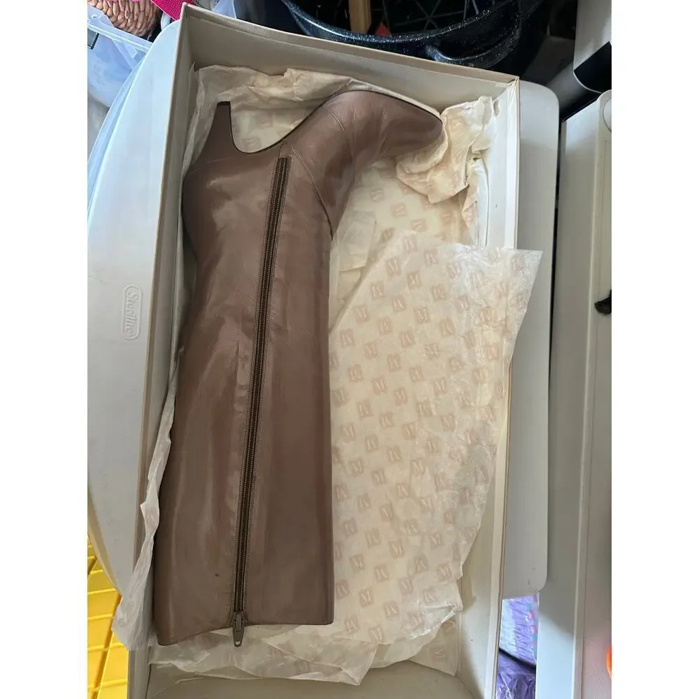 Vintage BRUNO MAGLI Women's Brown Leather Side Zipper Heel Boots Size 7.5